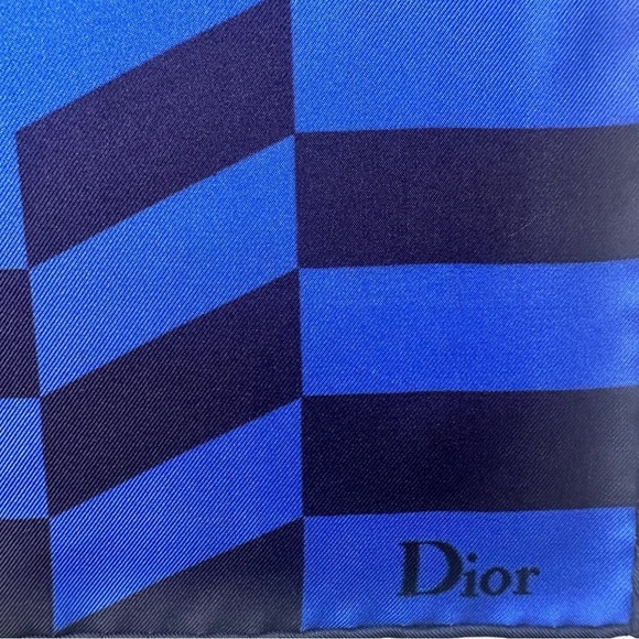 Christian Dior 100% Silk Floral Blue Scarf - Picture 2 of 5